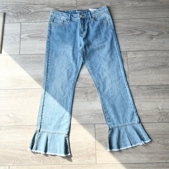 Vero Moda Ruffle Ankle Blue Jeans - Picture 2 of 14